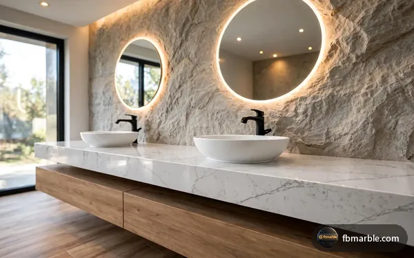 Bathroom vanity in Statuary White quartz