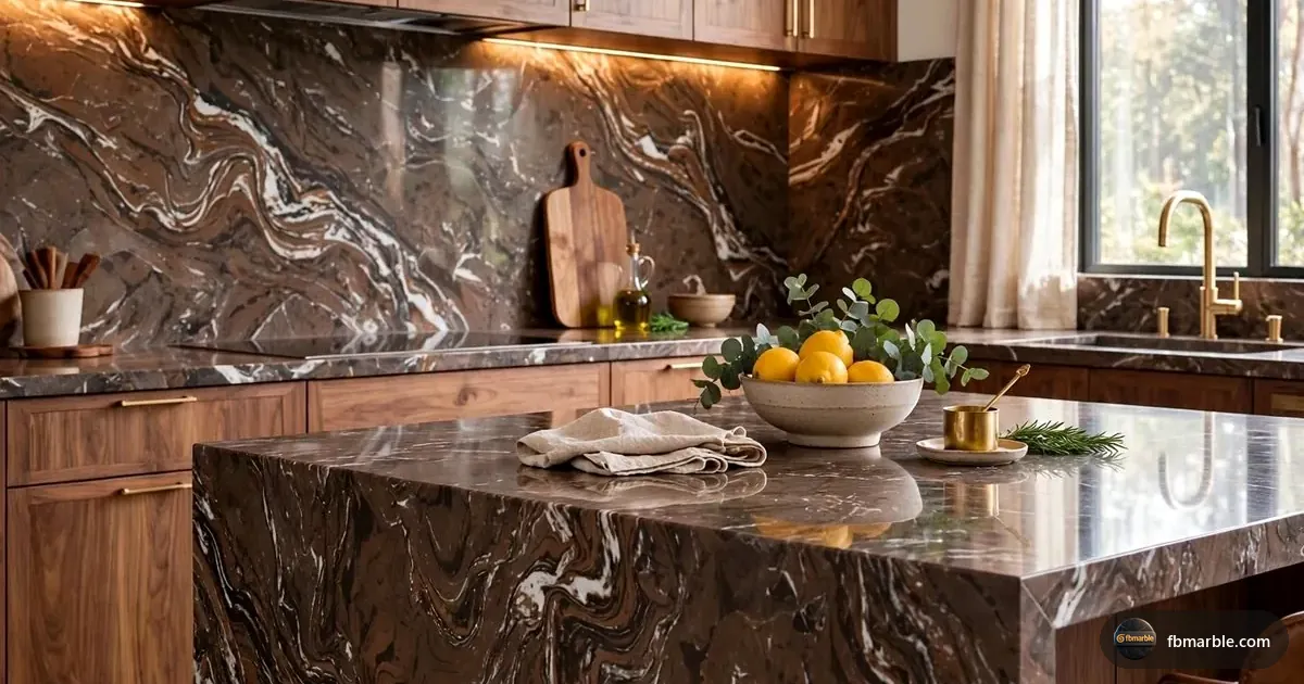 Caramel Brown Quartz slab from FB Marble Lahore, suited to grid of 15 countertop materials