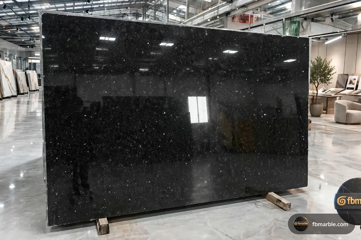 Galaxy Black Granite slab from FB Marble Lahore, suited to galaxy black close-up