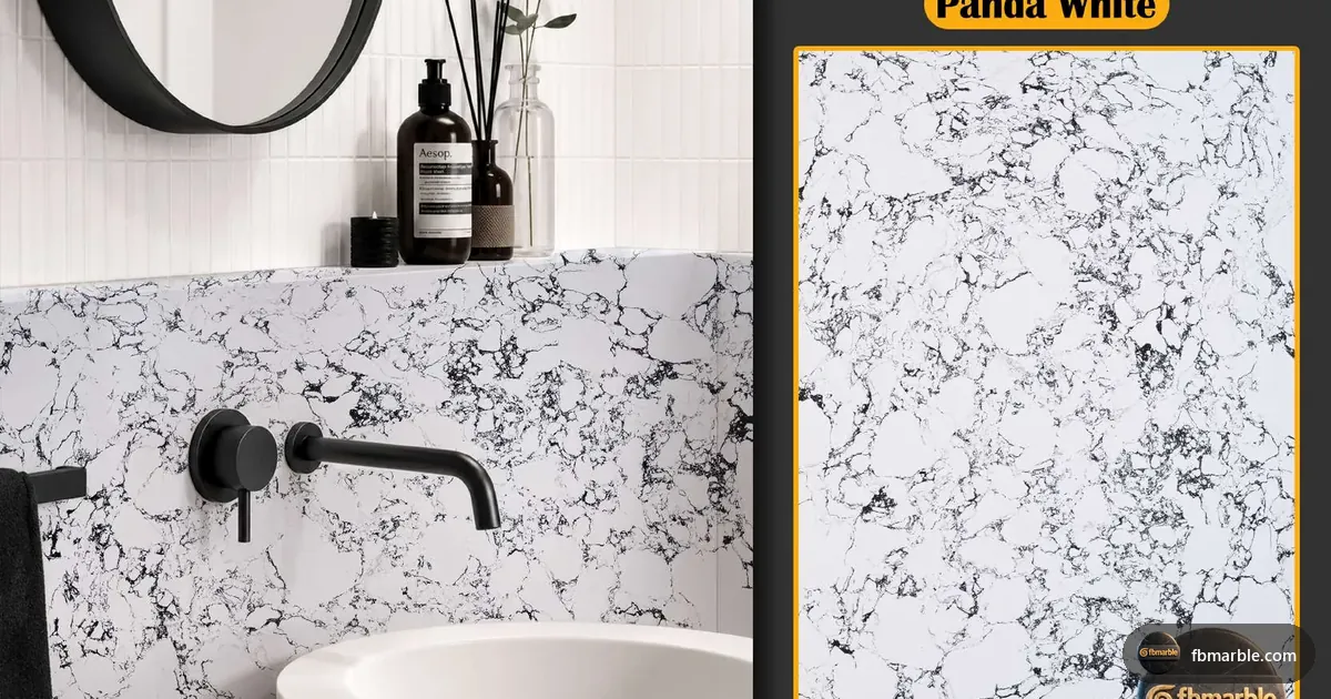 Panda White Quartz slab from FB Marble Lahore, suited to budget quartz kitchen