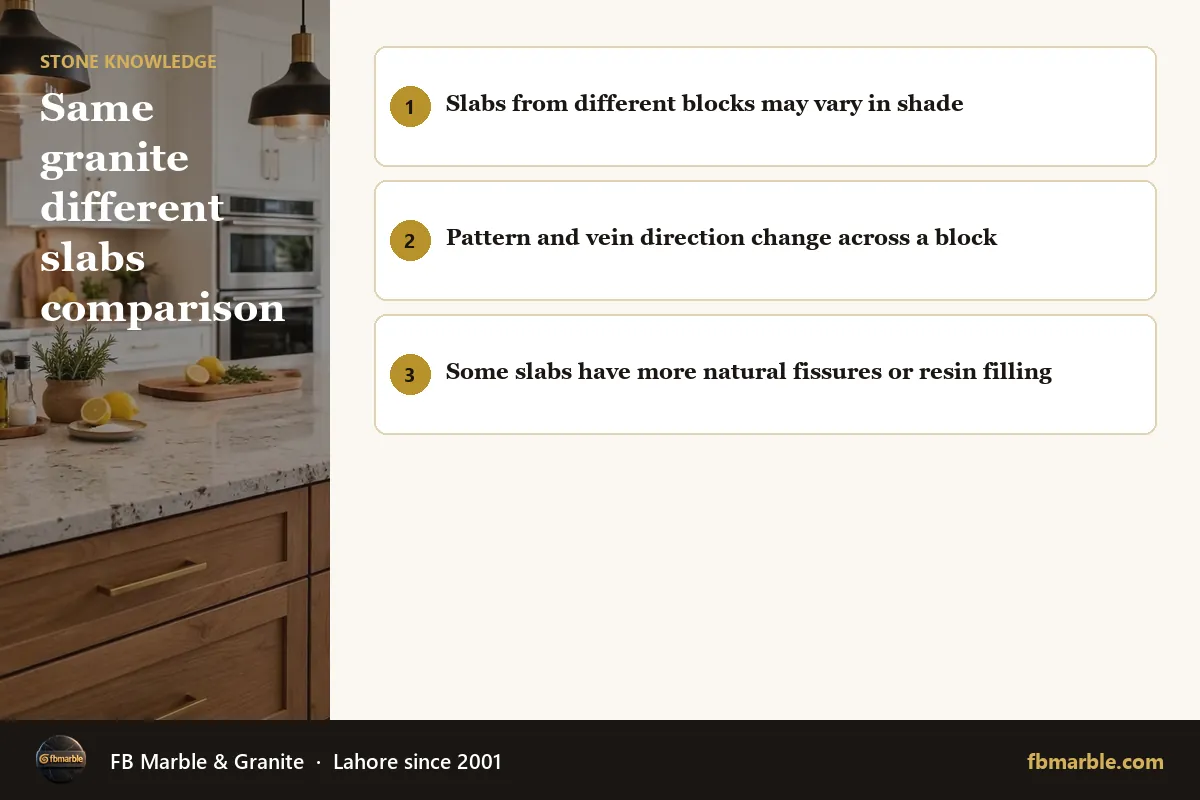 Same granite different slabs comparison – is all granite the same infographic by FB Marble
