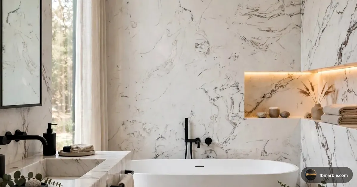 Antique White Quartz slab from FB Marble Lahore, suited to full-height vs standard backsplash comparison