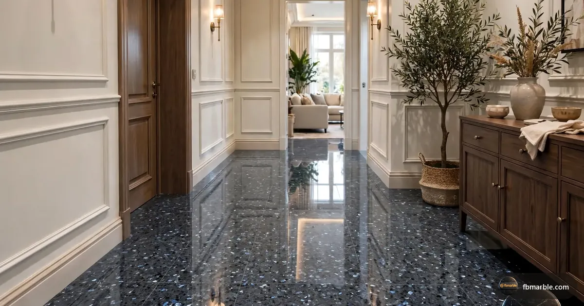 Blue Pearl Granite slab from FB Marble Lahore, suited to blue pearl granite kitchen with white backsplash