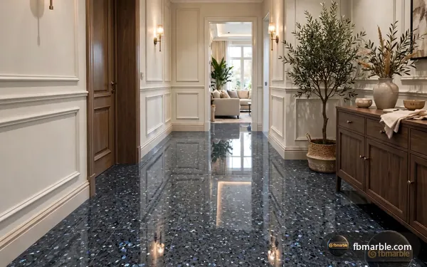 Blue Pearl Granite slab from FB Marble Lahore, suited to blue pearl granite kitchen with white backsplash