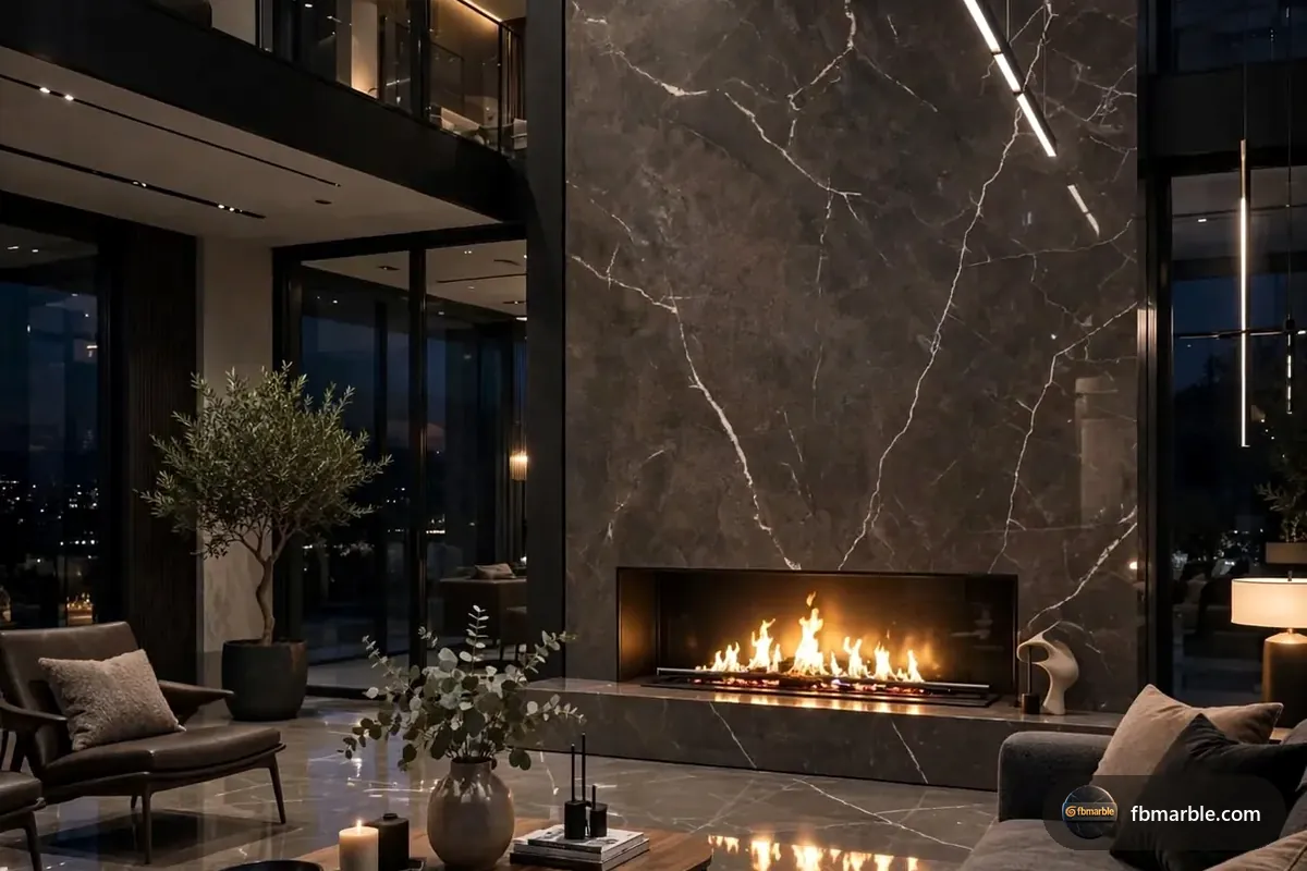 Grey Marble Slab Porcelain slab from FB Marble Lahore, suited to porcelain slab backsplash