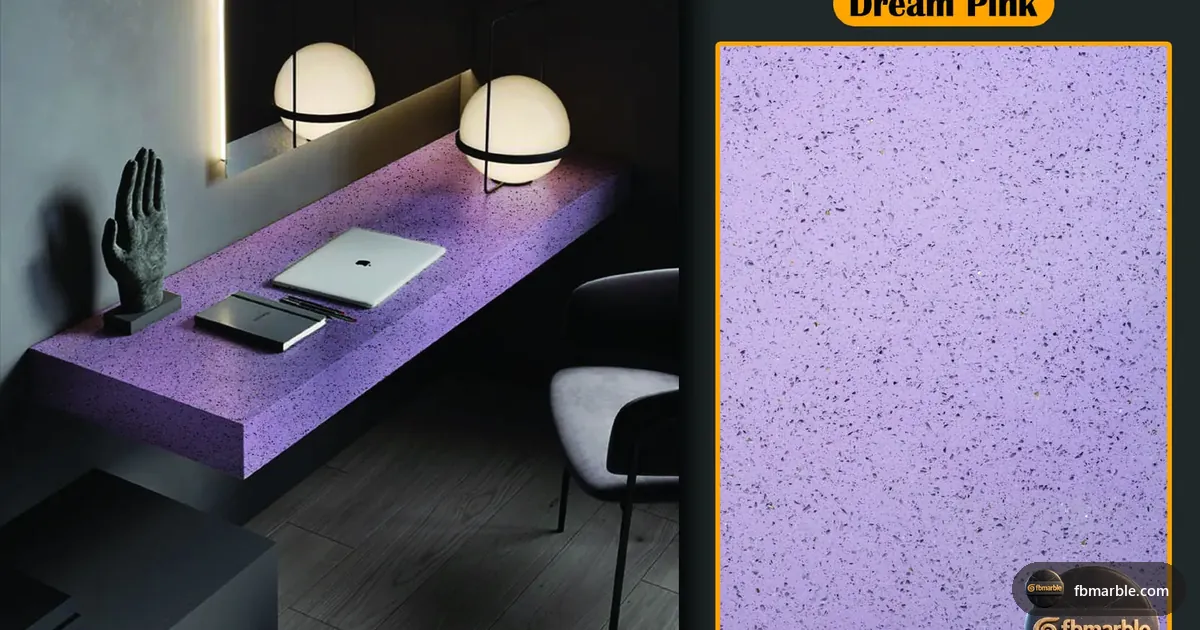 Dream Pink Quartz slab from FB Marble Lahore, suited to bathroom vanity with stone backsplash