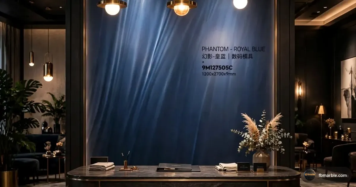 Royal Blue Porcelain slab from FB Marble Lahore, suited to bathroom vanity options collage