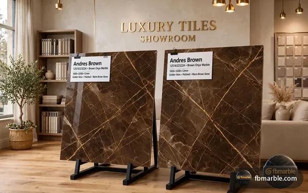 Andres Brown Cover Porcelain slab from FB Marble Lahore, suited to large kitchen with two islands