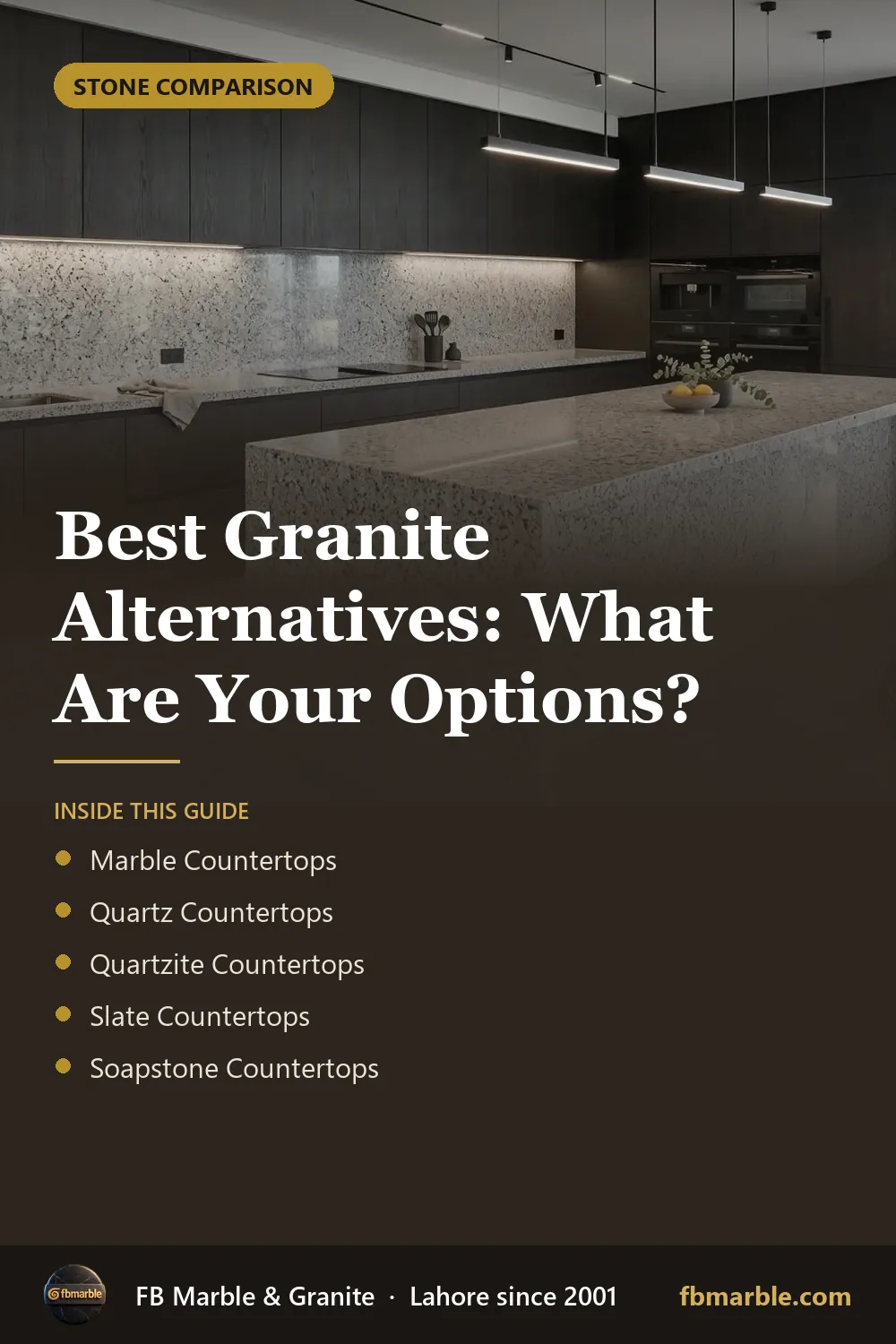 Pinterest graphic: Best Granite Alternatives: What Are Your Options? – FB Marble guide