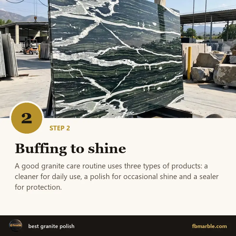 Step 2: Buffing to shine – best granite polish