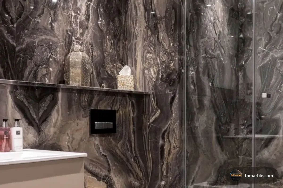 Grey Emperador Marble slab from FB Marble Lahore, suited to grey emperador marble