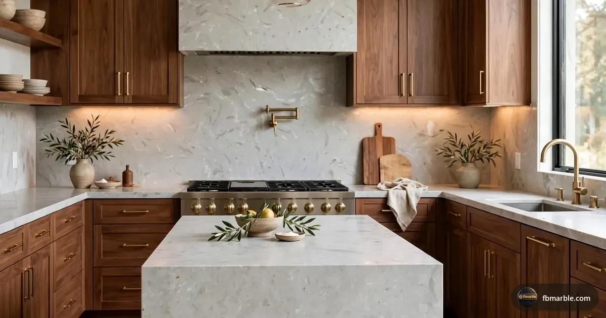 Carlos Grey Quartz slab from FB Marble Lahore, suited to marble-look quartz kitchen