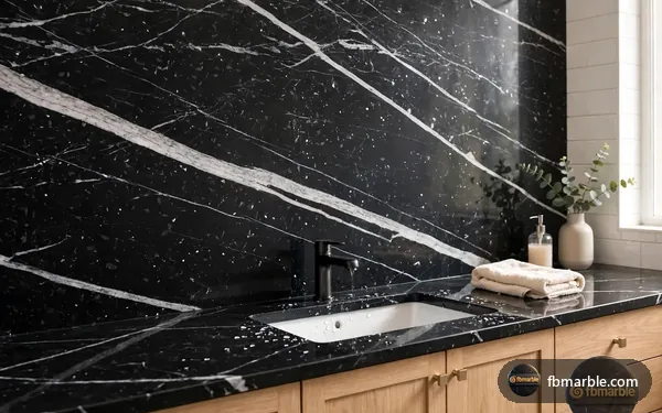Marquina Black Granite slab from FB Marble Lahore, suited to black granite kitchen