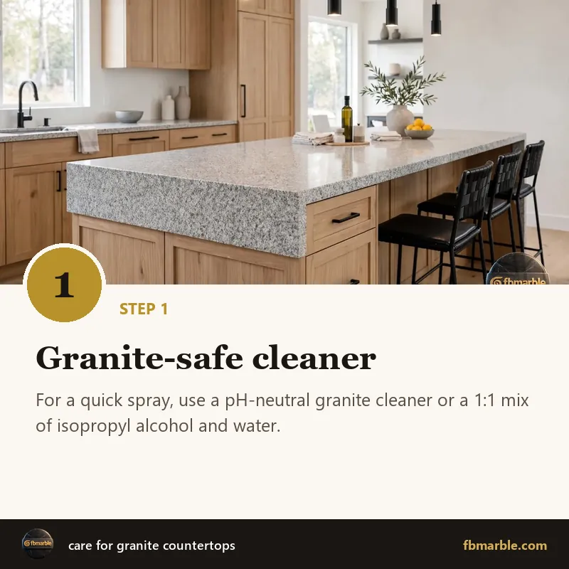Step 1: Granite-safe cleaner – care for granite countertops