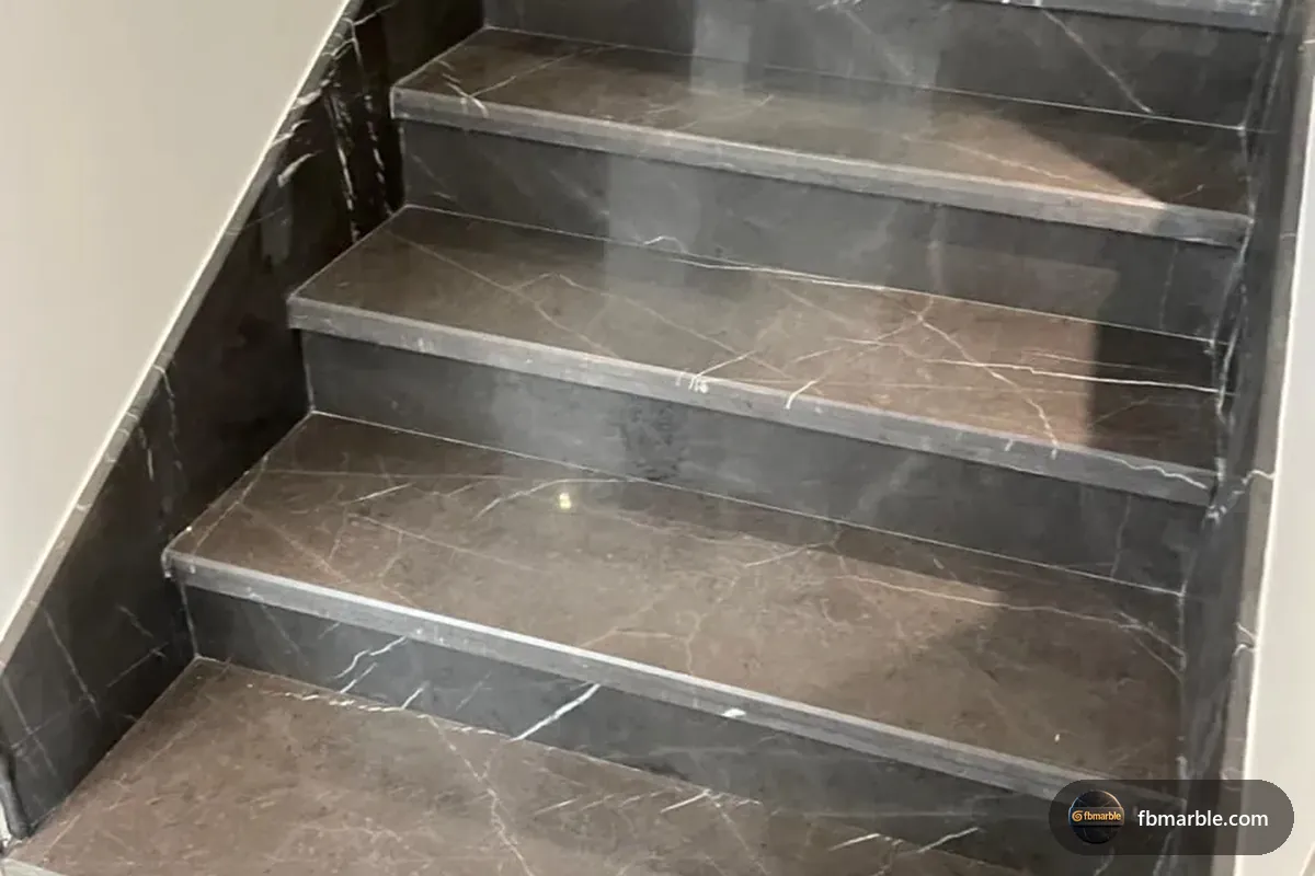 Ocean Grey Marble slab from FB Marble Lahore, suited to marble vanity care