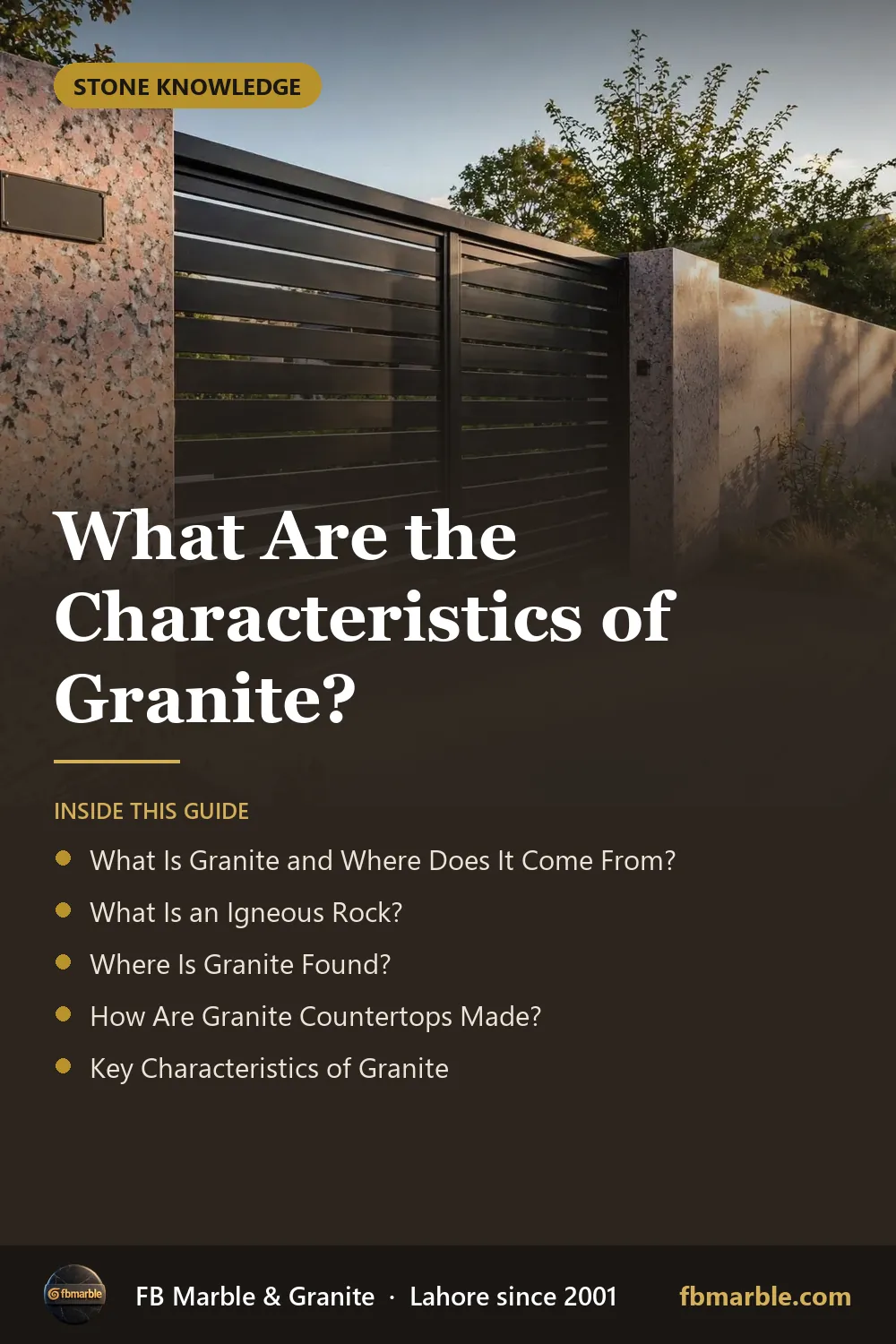 Pinterest graphic: What Are the Characteristics of Granite? – FB Marble guide