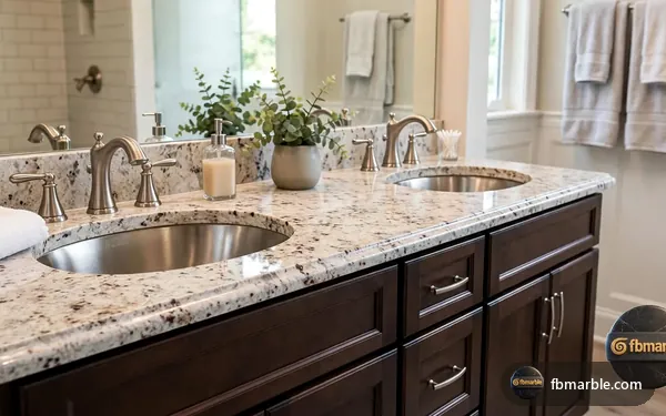 Kashmir Gold Granite slab from FB Marble Lahore, suited to cherry wood cabinets with gold granite