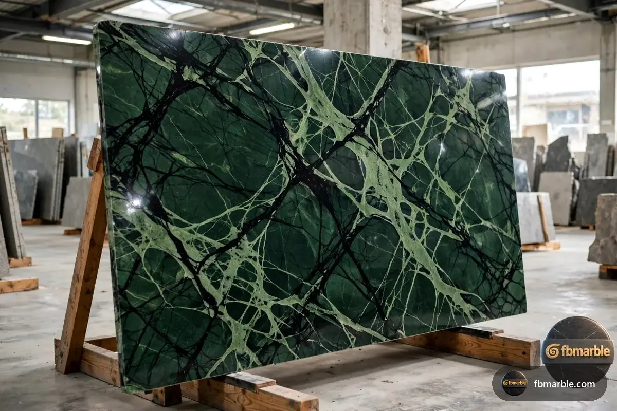Spider Green Granite slab from FB Marble Lahore, suited to granite kitchen