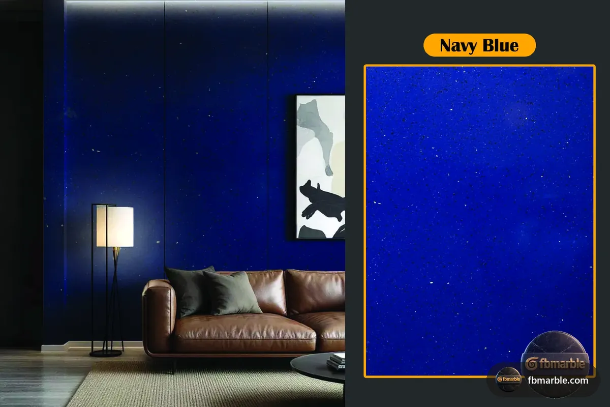 Navy Blue Quartz slab from FB Marble Lahore, suited to products to avoid