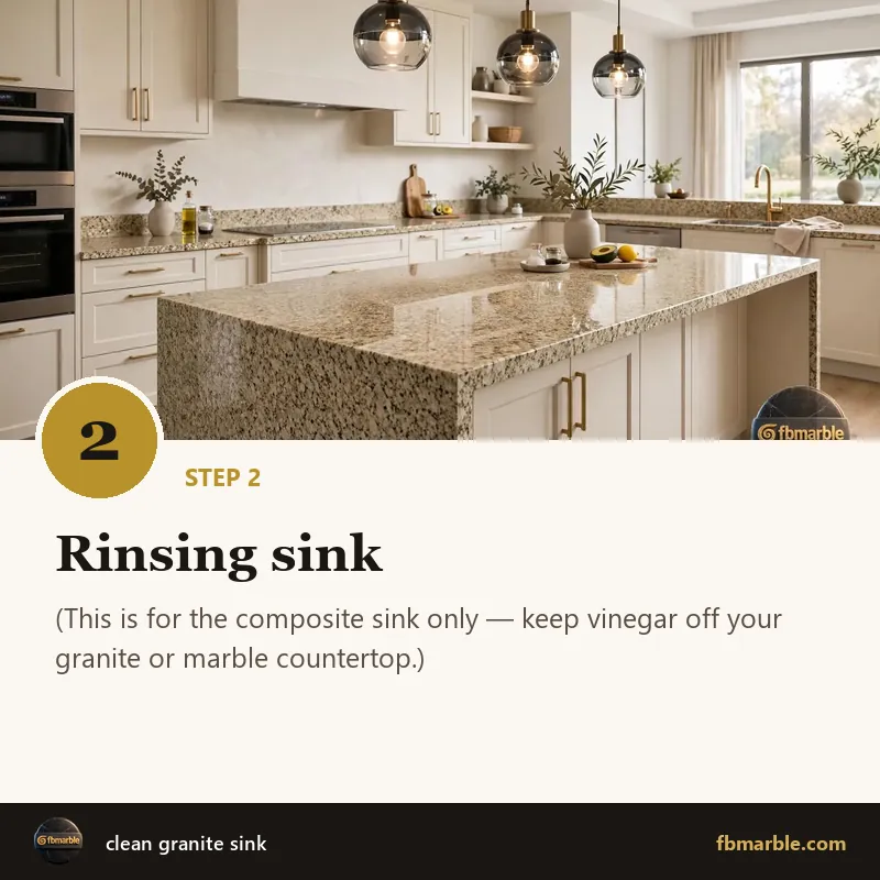 Step 2: Rinsing sink – clean granite sink