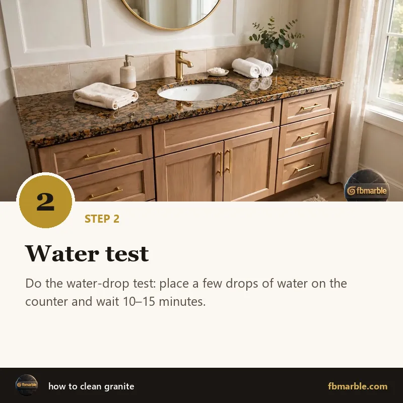 Step 2: Water test – how to clean granite