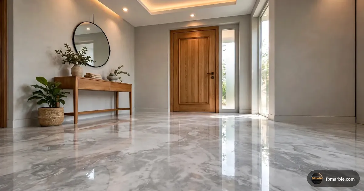 Entrance foyer with a Badal marble floor