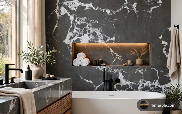 Charcoal Grey Quartz slab from FB Marble Lahore, suited to premium quartz counter being cleaned