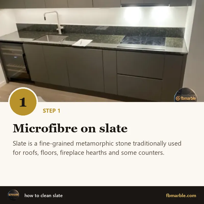 Step 1: Microfibre on slate – how to clean slate