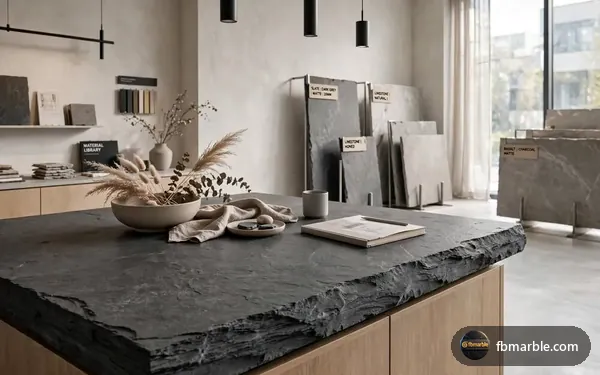 Slate countertop showroom display, Pakistan
