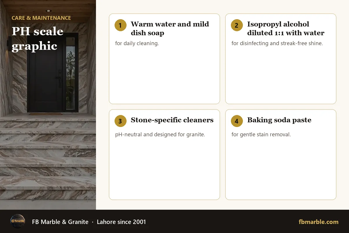 PH scale graphic – what not to use on granite infographic by FB Marble