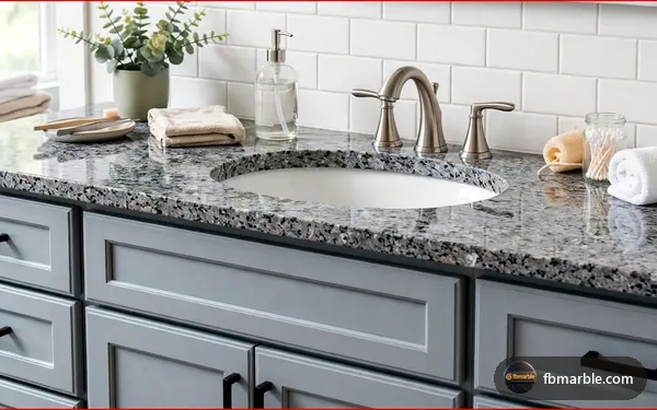 Silver Pearl Granite slab from FB Marble Lahore, suited to granite counter with banned cleaners crossed out