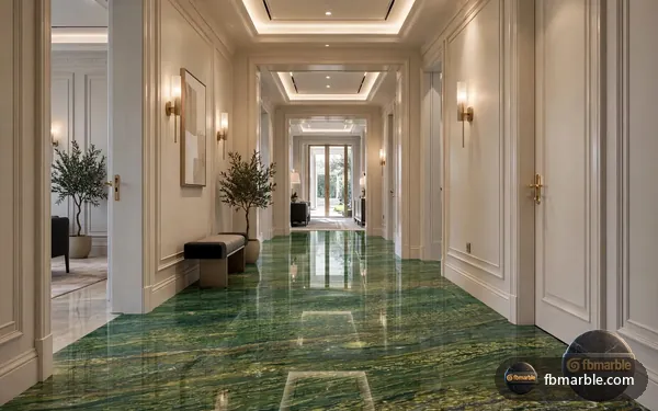Picasso Green Granite slab from FB Marble Lahore, suited to polished granite kitchen counter