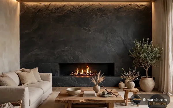 Charcoal Stone Slab Porcelain slab from FB Marble Lahore, suited to calculator with kitchen plan