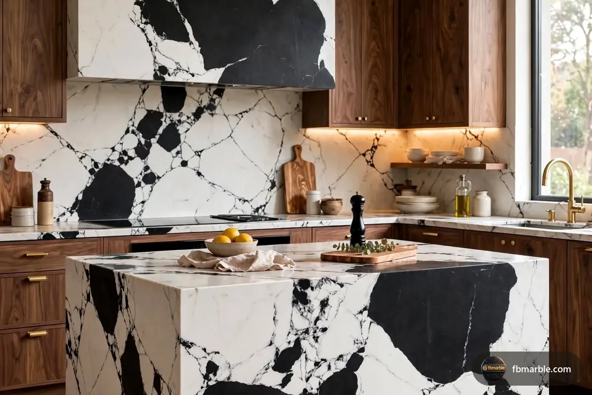 Panda Special Quartz slab from FB Marble Lahore, suited to example calculation graphic
