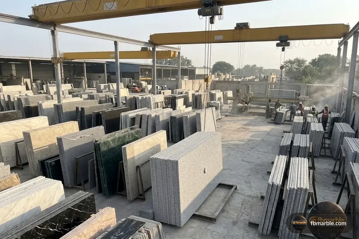 Deer White Granite slab from FB Marble Lahore, suited to leathered granite trend