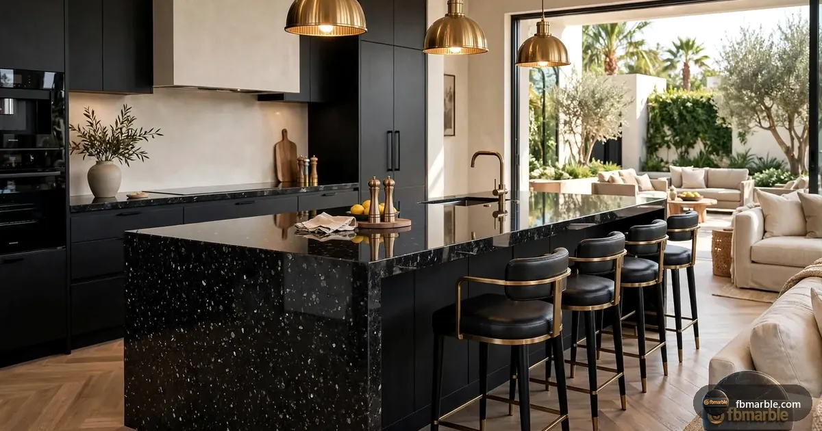 Black Pearl Granite slab from FB Marble Lahore, suited to cultured granite vanity top