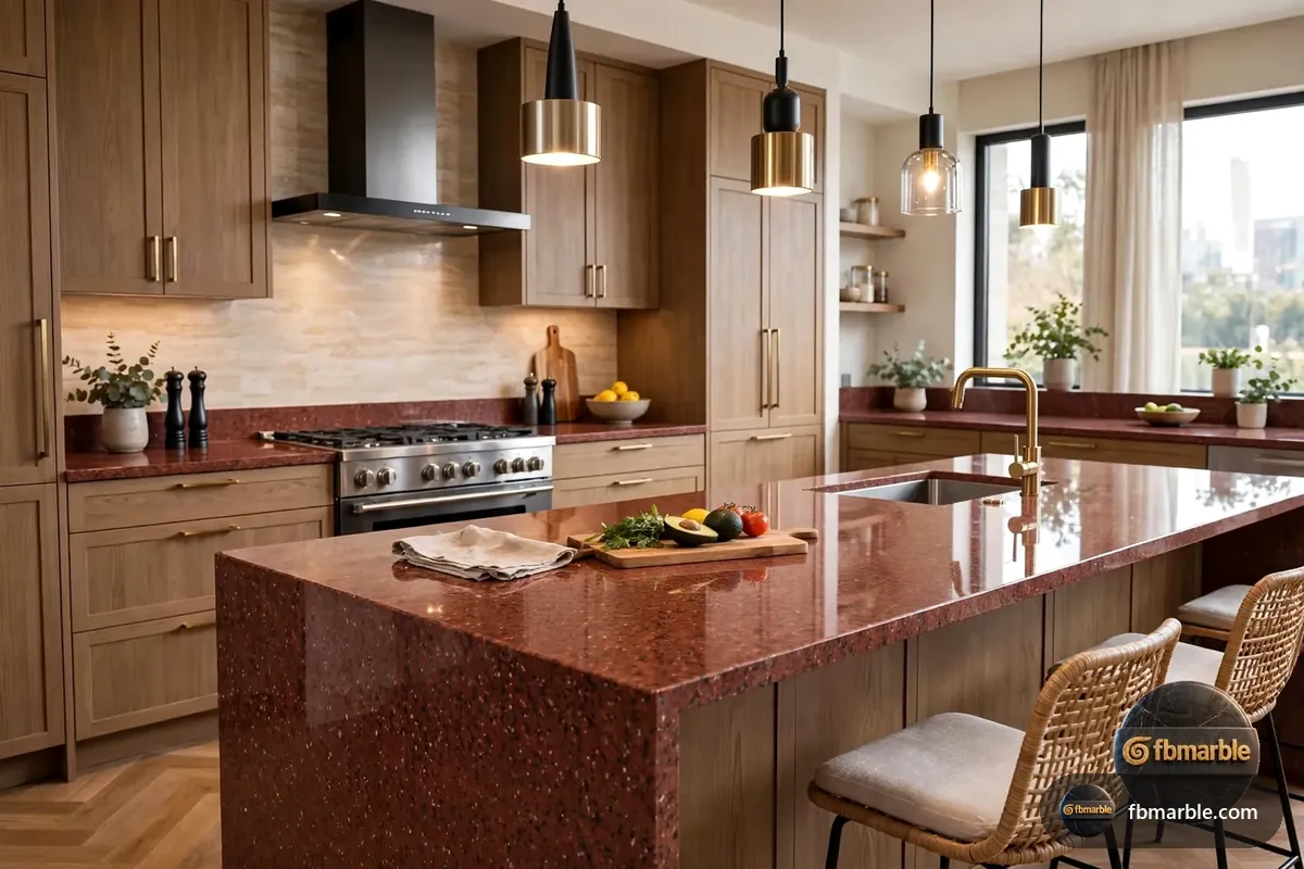 Bou Red Granite slab from FB Marble Lahore, suited to uba tuba granite