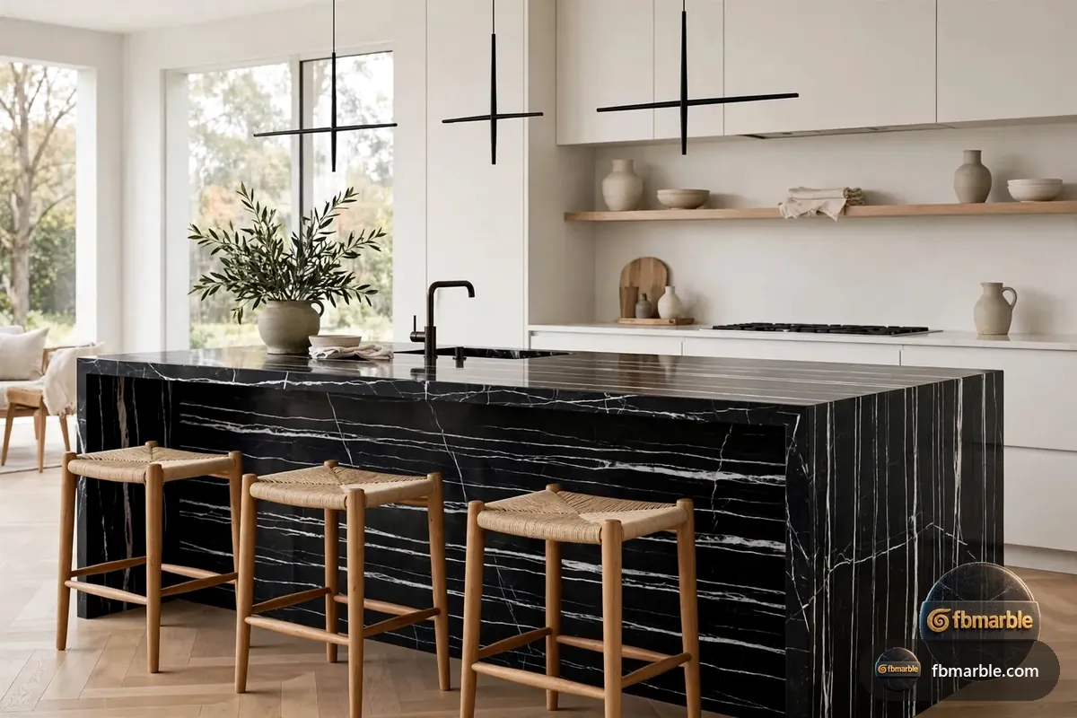 Dragon Black Quartz slab from FB Marble Lahore, suited to dragon black quartz