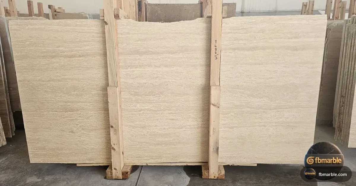 Honed Travertine slab from FB Marble Lahore, suited to honed and polished stone samples