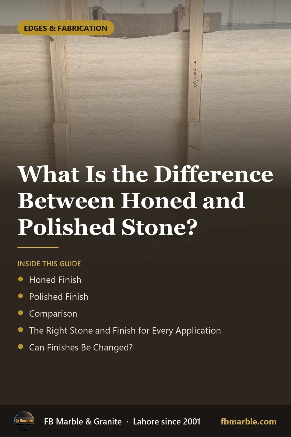 Pinterest graphic: What Is the Difference Between Honed and Polished Stone? – FB Marble guide