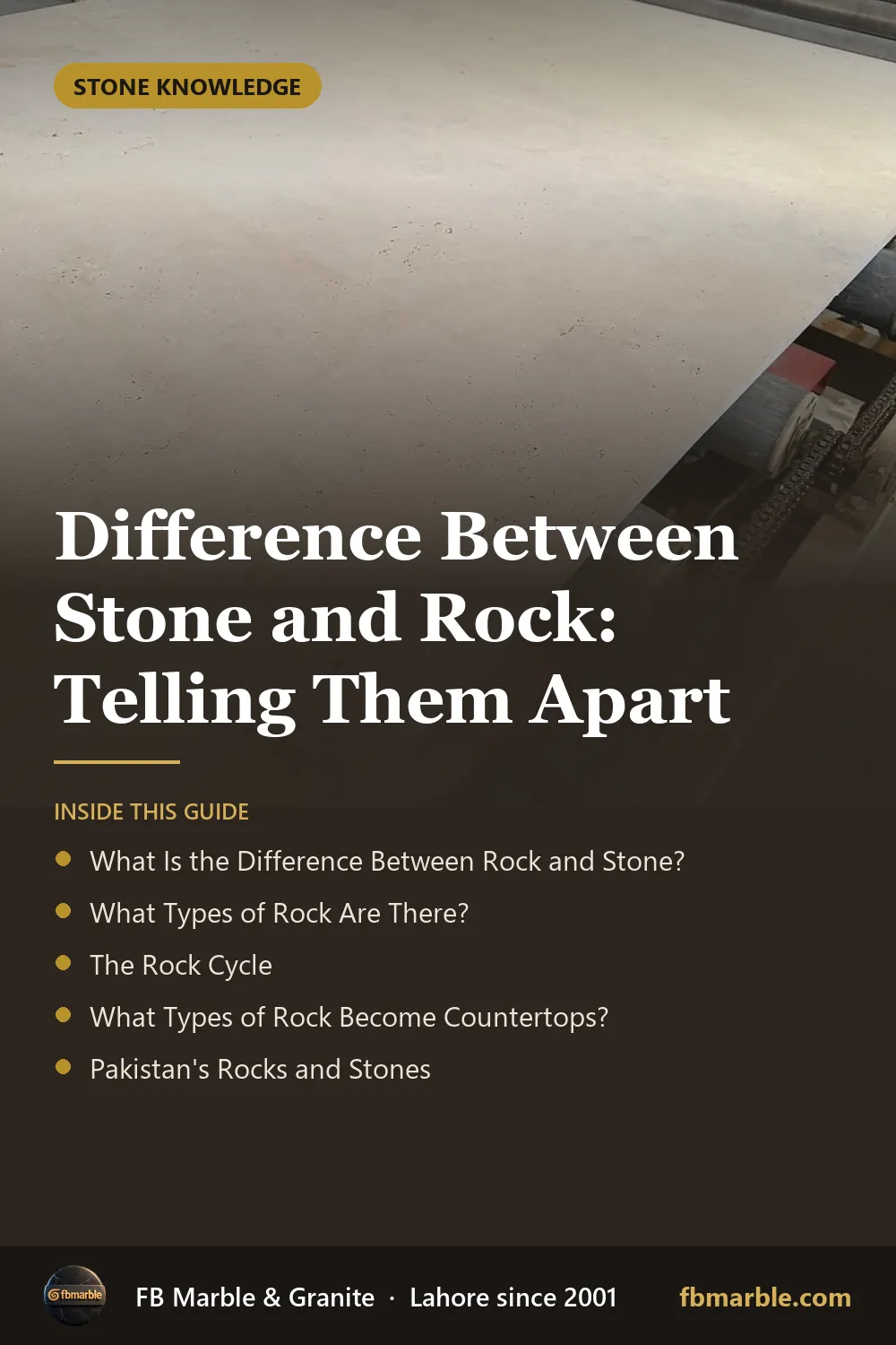 Pinterest graphic: Difference Between Stone and Rock: Telling Them Apart – FB Marble guide