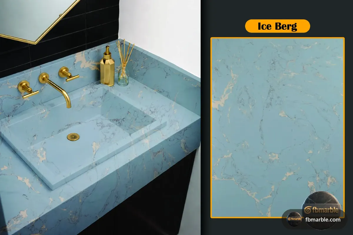 Ice Berg Quartz slab from FB Marble Lahore, suited to countertop stones by rock type