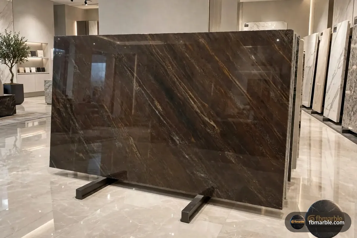 Brown Wave Granite slab from FB Marble Lahore, suited to brown wave