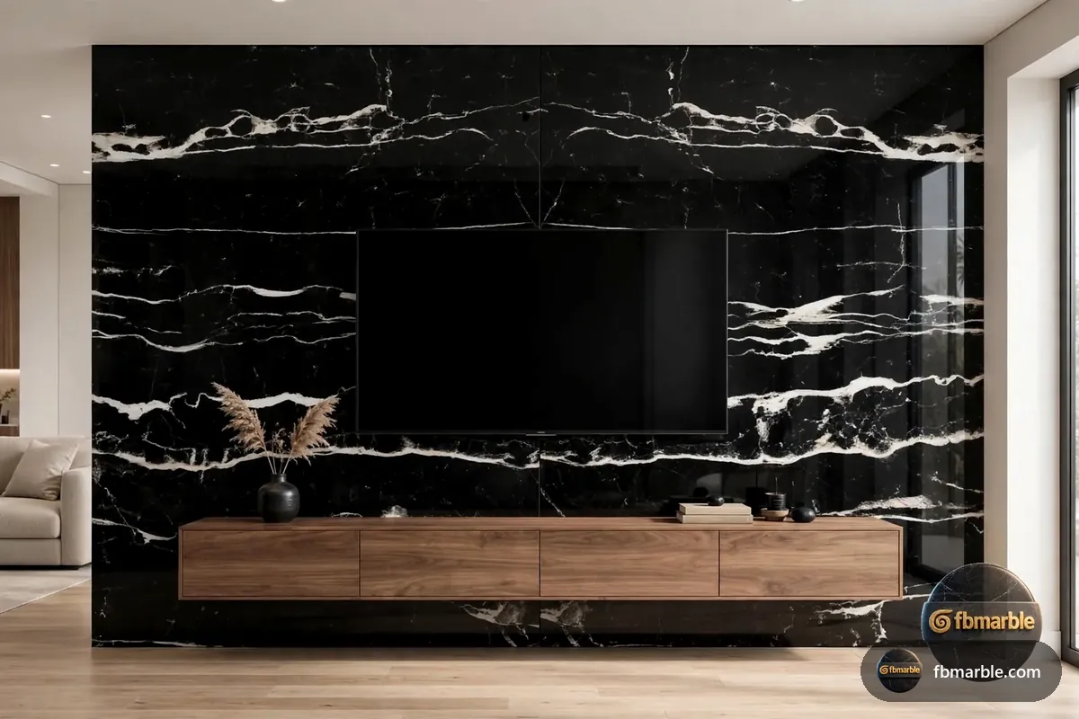 Dragon Black Quartz slab from FB Marble Lahore, suited to dark quartz (dragon black) vanity