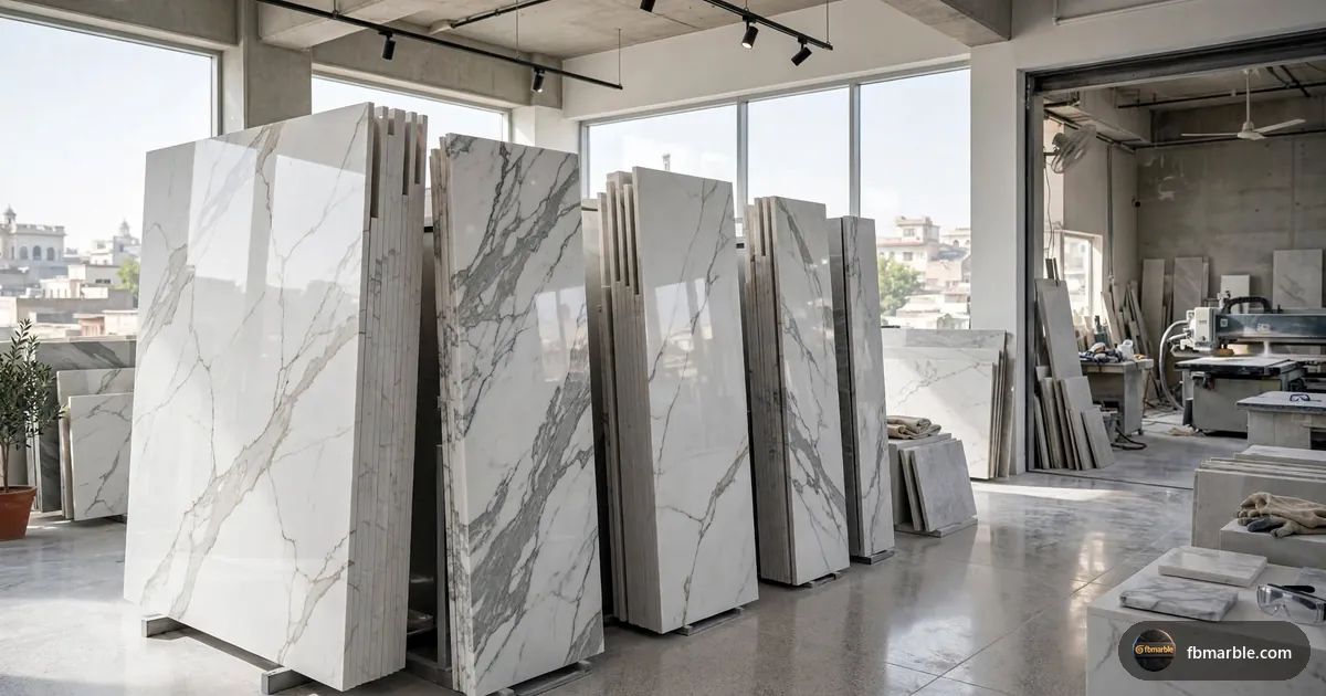 Bathroom vanity in Statuary White quartz