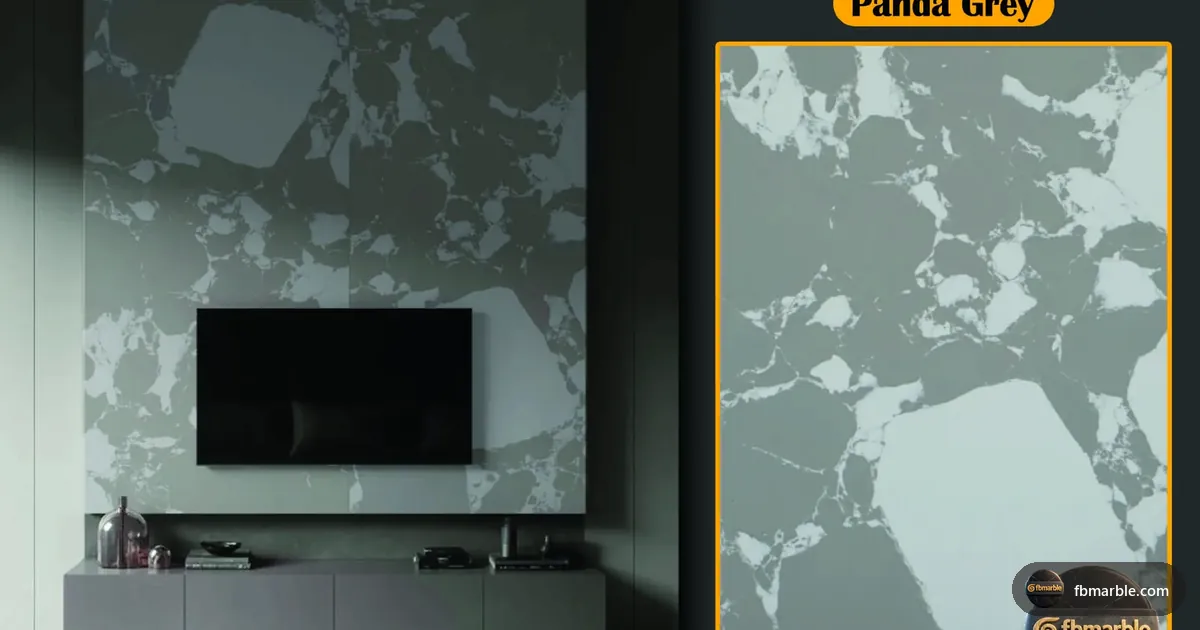 Panda Grey Quartz slab from FB Marble Lahore, suited to remnant stone pieces in yard