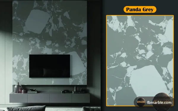 Panda Grey Quartz slab from FB Marble Lahore, suited to remnant stone pieces in yard