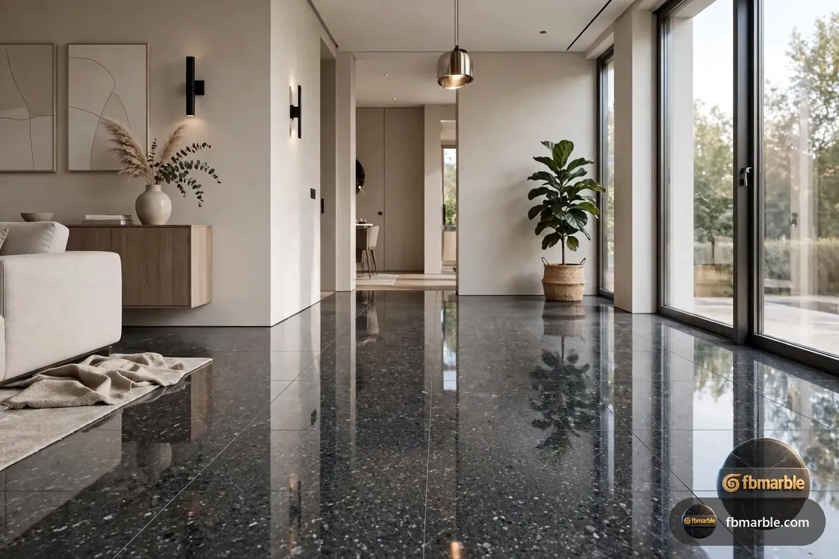 Silver Eye Granite slab from FB Marble Lahore, suited to café counter in granite