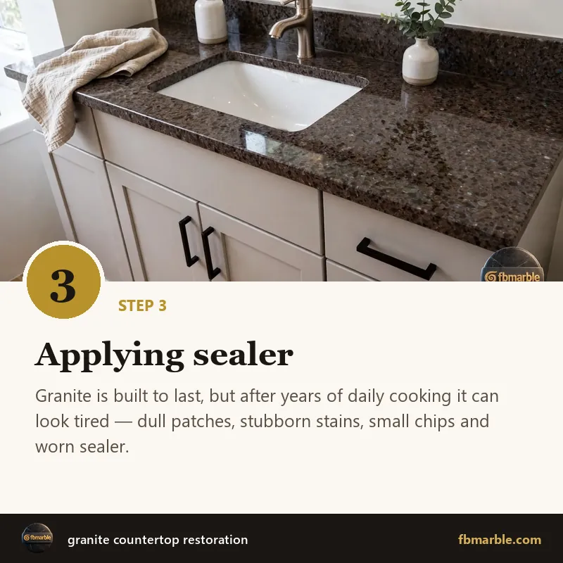 Step 3: Applying sealer – granite countertop restoration