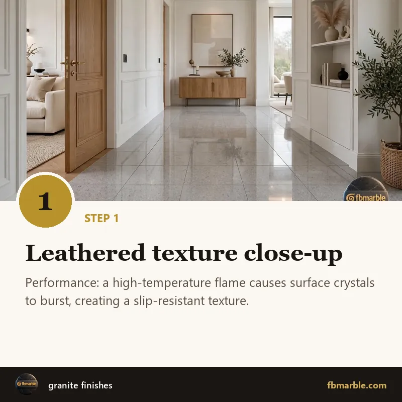 Step 1: Leathered texture close-up – granite finishes
